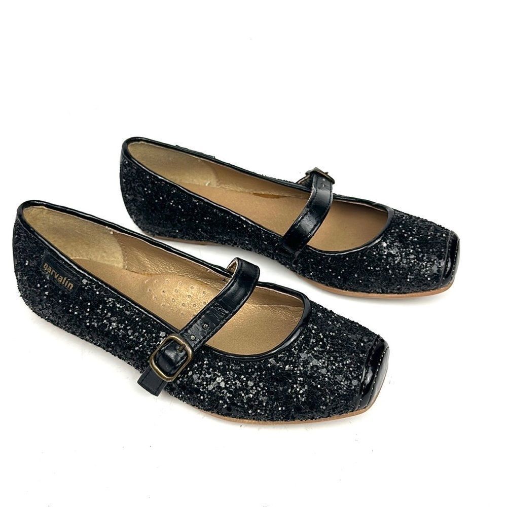 New GARVALIN Spain Girls Sparkly Formal Flat Black Mary Jane Shoes EUR 30 US 13